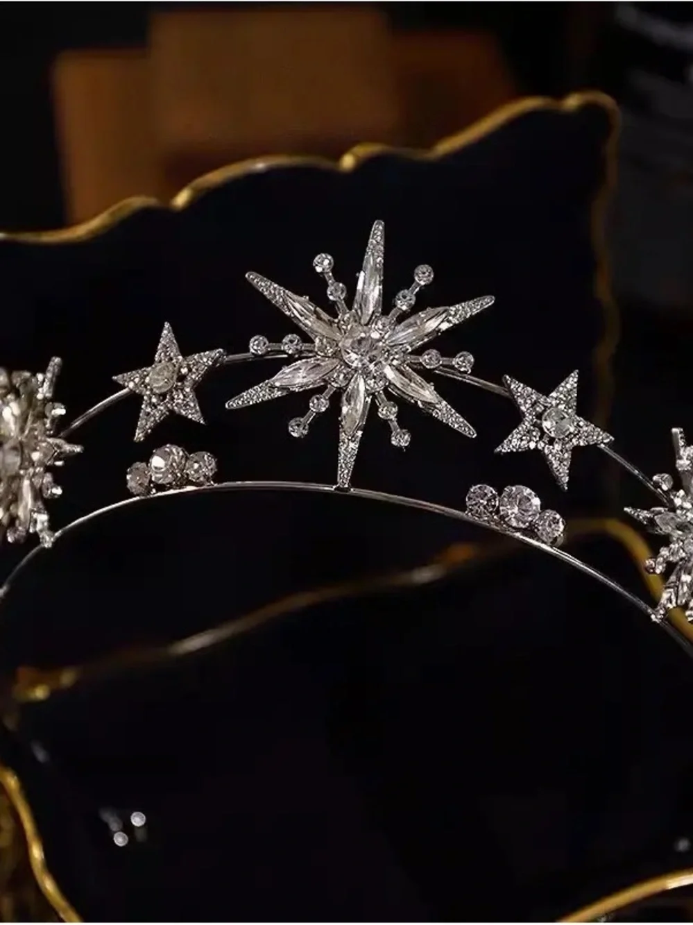 Silver Crystal Starburst Tiara Headband